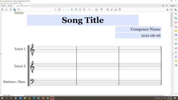 TTB Choir - Printable Blank Sheet Music Paper PDF 06